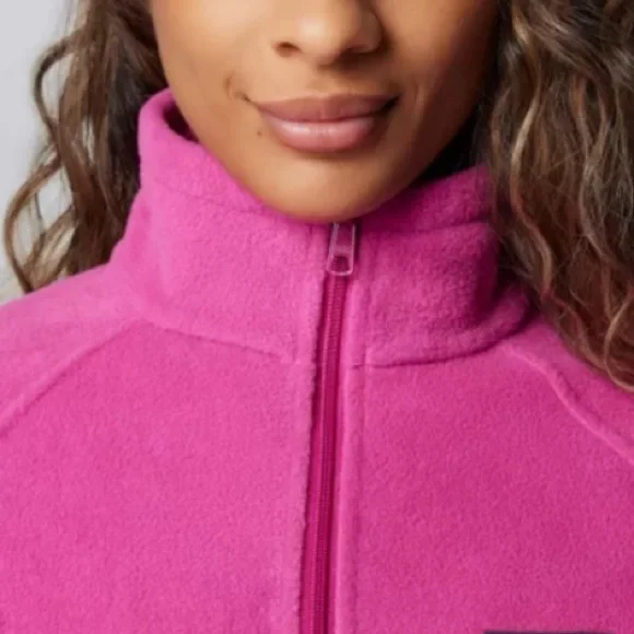 Columbia Women's Fuchsia Pink Fleece Full Zip Jacket with pockets size XS NWT - Picture 4 of 16